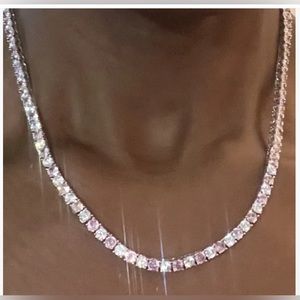 tennis necklace diamond simulant CZs white gold fill chain day gifts for women